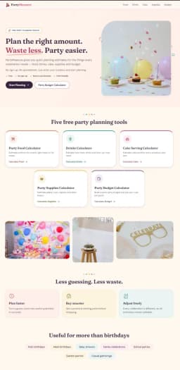 PartyMeasure – Party Planning Calculator Website thumbnail 1