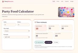 PartyMeasure – Party Planning Calculator Website thumbnail 2