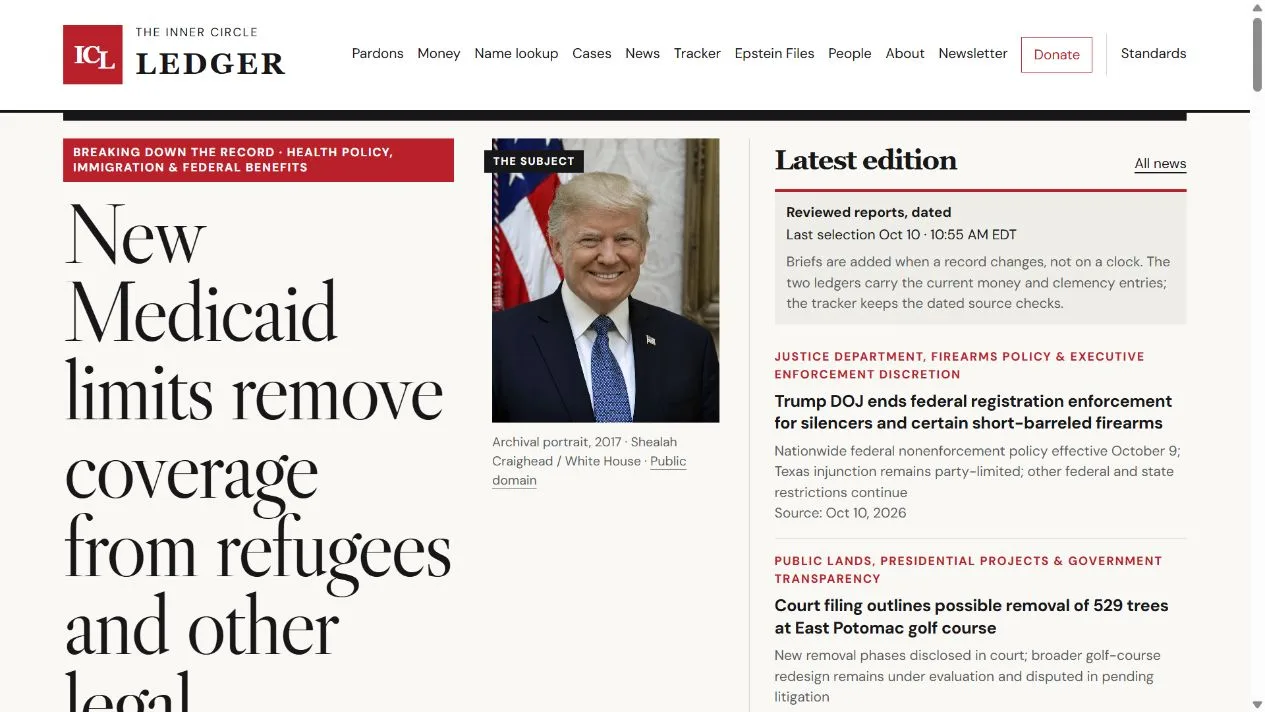 Inner Circle Ledger - news archive and publishing website screenshot 1
