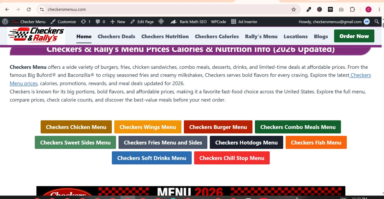 CheckersMenuu.com – Restaurant Menu, Prices & Nutrition Content Website screenshot 1