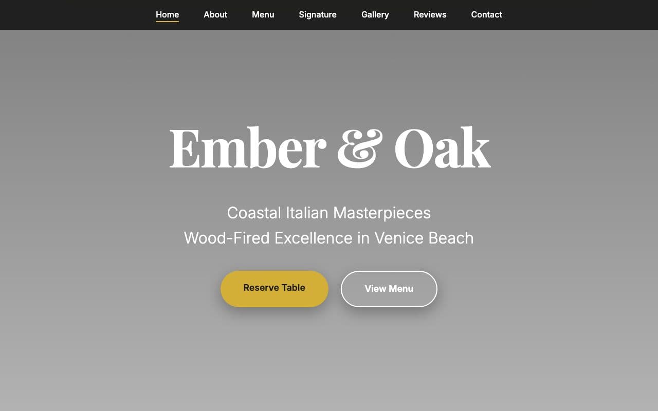 Ember & Oak | Elevated Coastal Italian Dining for Sale