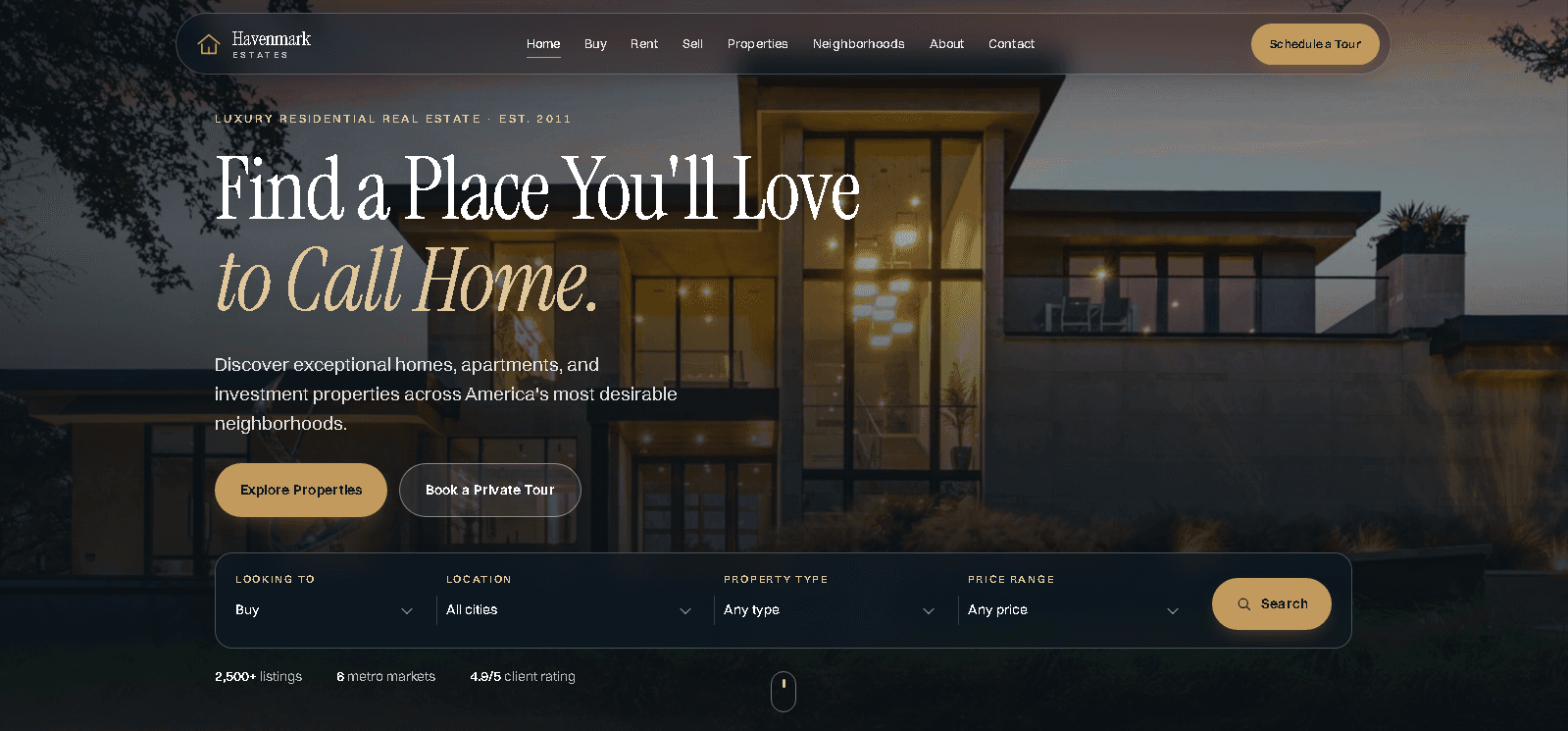 Modern Real Estate Website for Sale screenshot 1