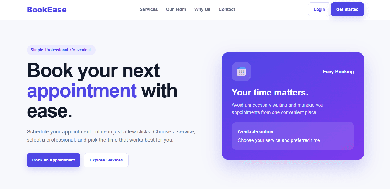 BookEase – Complete Appointment Booking Web App screenshot 1