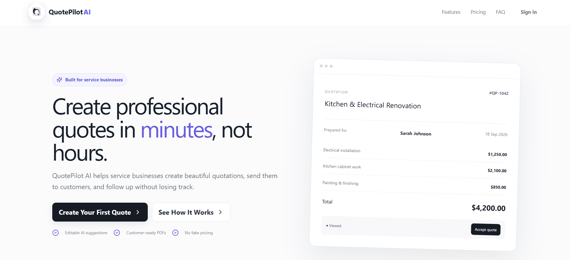 QuotePilot AI for Sale screenshot 1