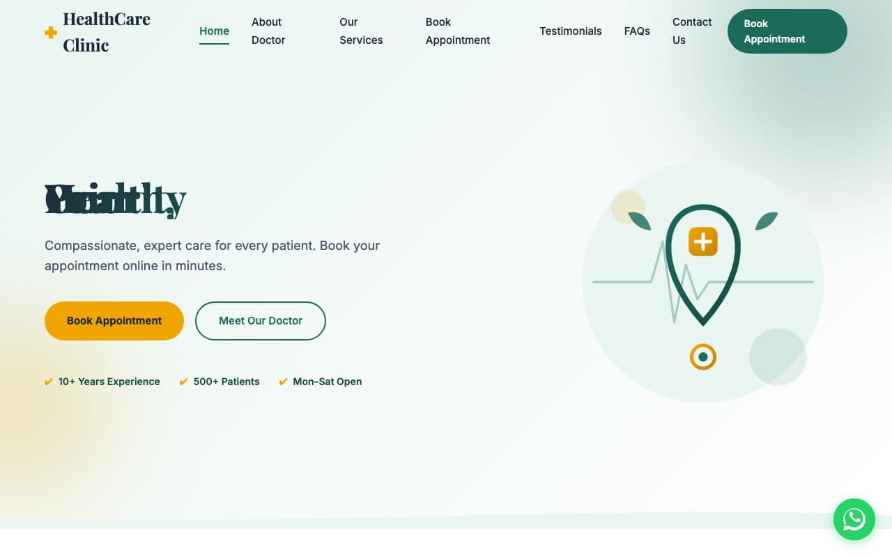 HealthCare Clinic | Dr. Sarah Ahmed for SaleModern Healthcare Clinic Website | Responsive | Online Appointment Booking | Firebase Powered