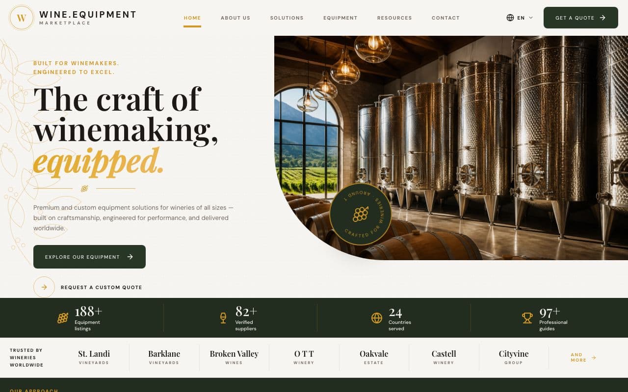 wine.equipment — B2B Winery Equipment Marketplace