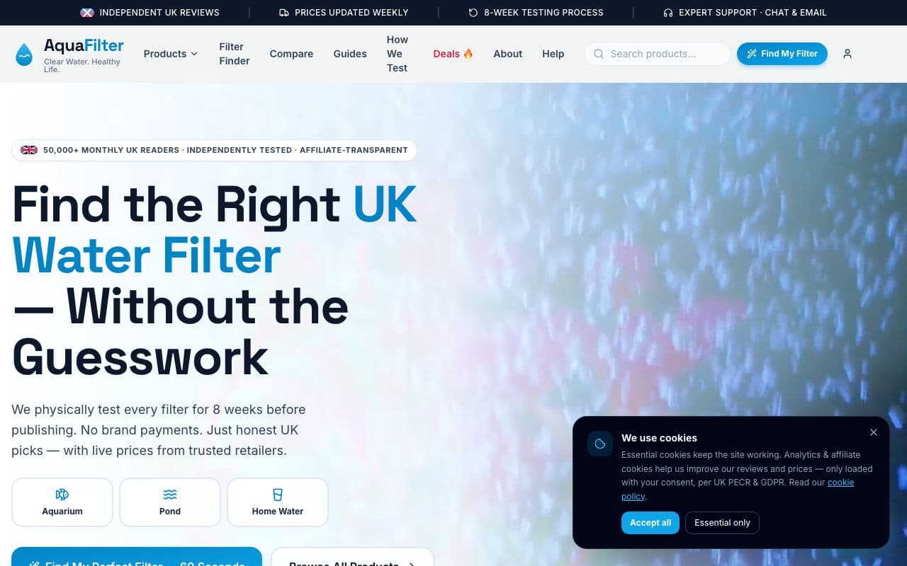 aquafilter.uk — UK Water Filter Comparison and Affiliate Site