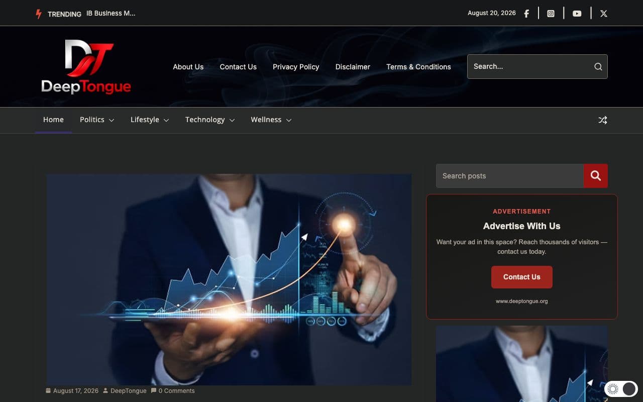 Deeptongue – Established content blog, ready to grow screenshot 1