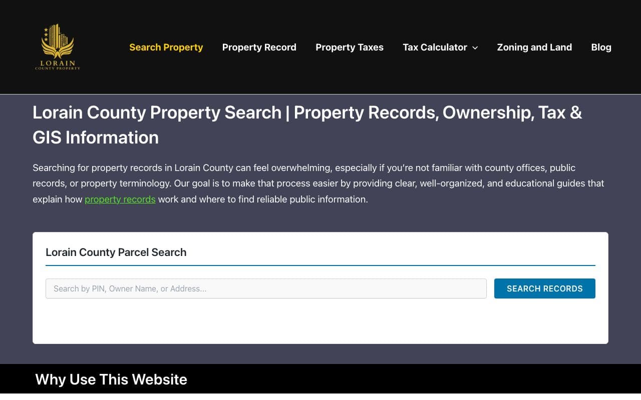 Established Lorain County Ohio Property Search Website – USA Organic Traffic screenshot 1
